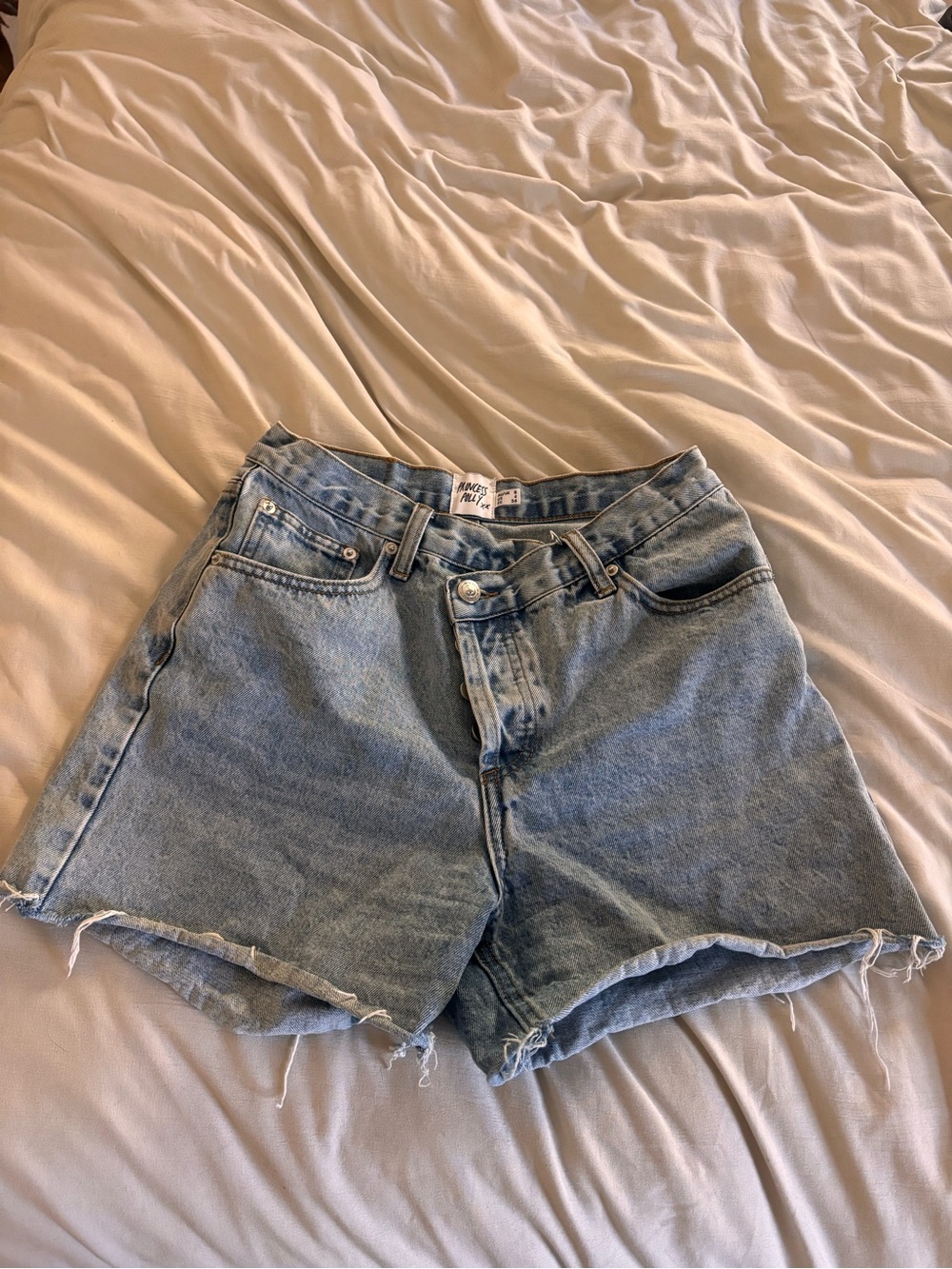 Princess Polly Light Wash High-Rise Denim Shorts
